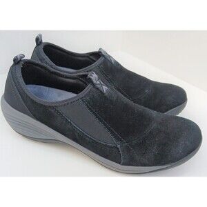 Black suede pull on comfort loafer "ISIE", Easy Spirit Explore 24, women's 8.5 M